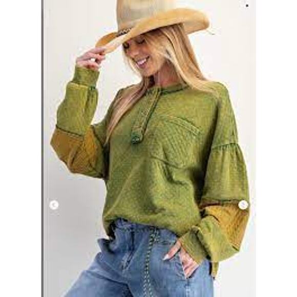 NEW Easel Pullover Green Rust Oversized Sweater- Med - Picture 1 of 8